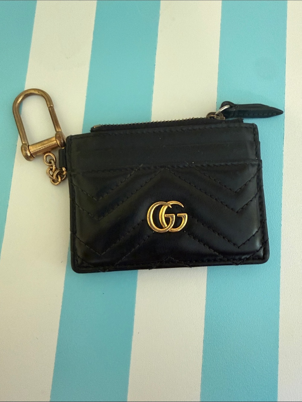 Gucci Black Quilted Leather GG Key Card Pouch